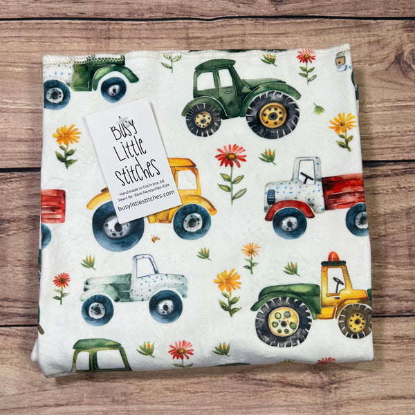 Farm Vehicles Floral Toddler Blanket