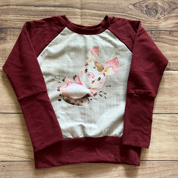 3-6 Year Mud Pig Splash Panel Grow With Me Sweater