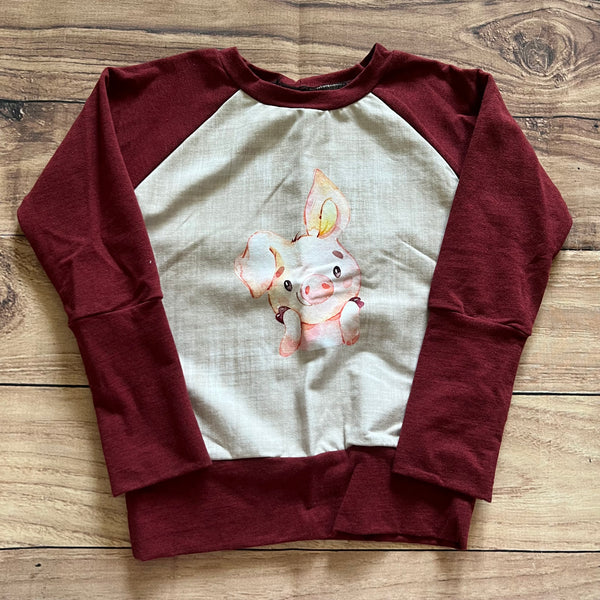 3-6 Year Mud Pig Panel Grow With Me Sweater