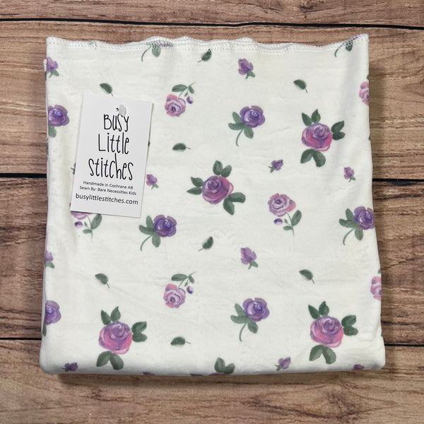 Lilac Roses on White Toddler Blanket