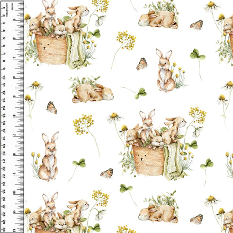 Bunny Watercolour Baskets Toddler Blanket