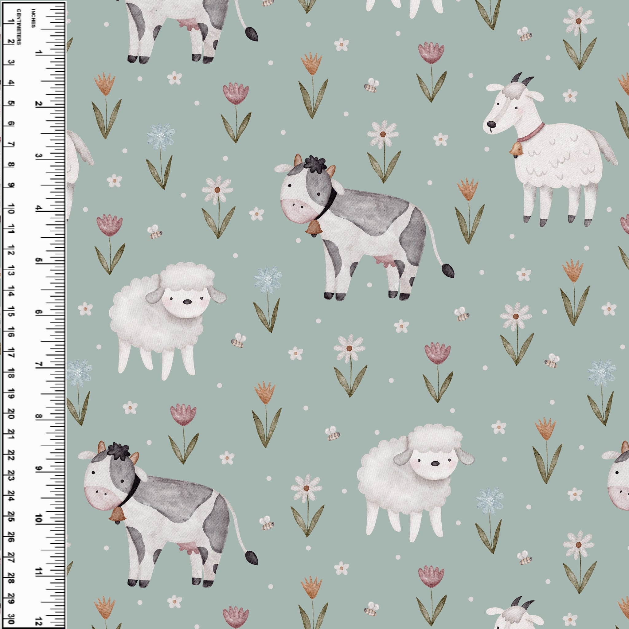 PREORDER Cow Goat Sheep Floral Field