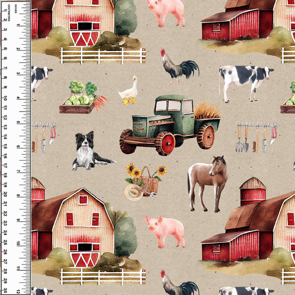 PREORDER Farm Red Barn Taupe Blanket