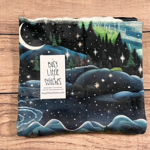Embroidered Night Sky Mountains Toddler Blanket