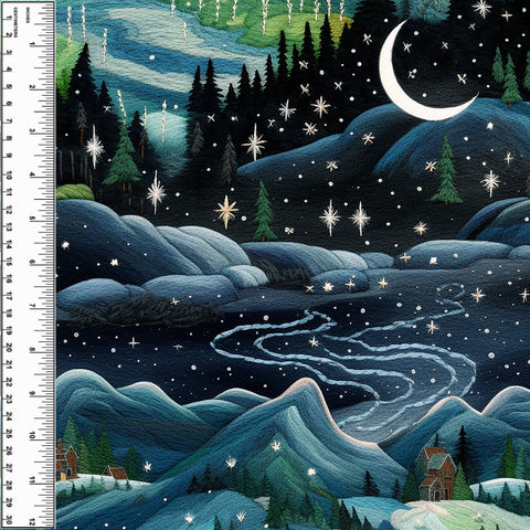 Embroidered Night Sky Mountains Toddler Blanket