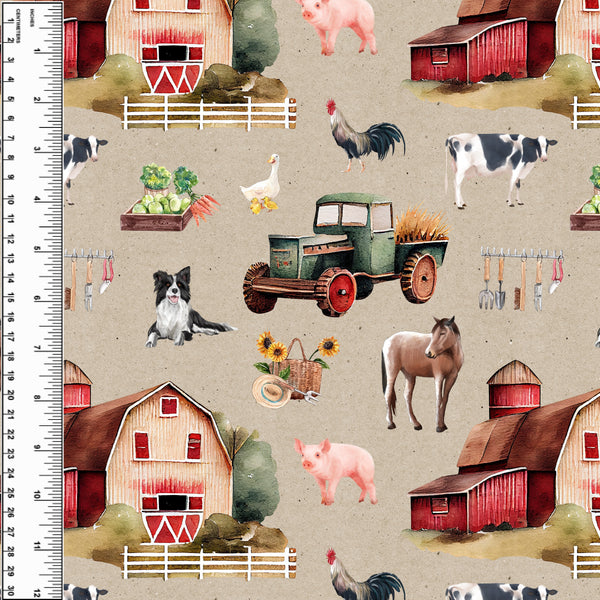 Farm Red Barn Taupe Toddler Blanket