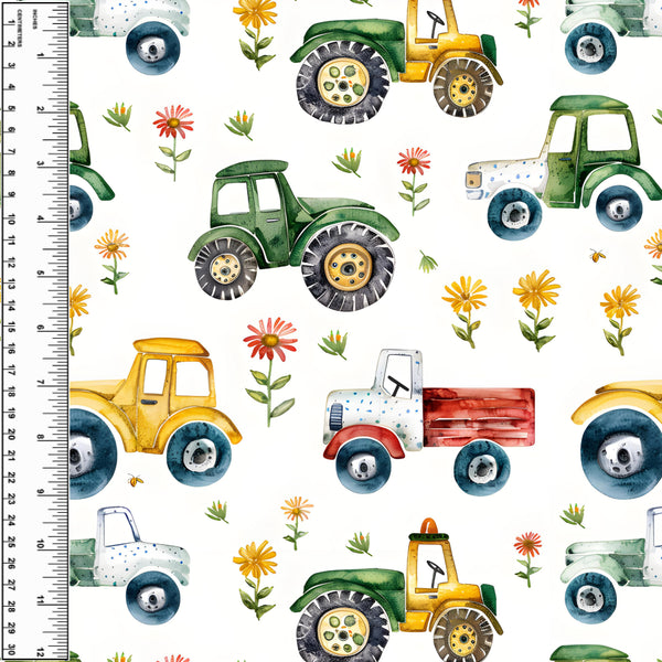 Farm Vehicles Floral Toddler Blanket