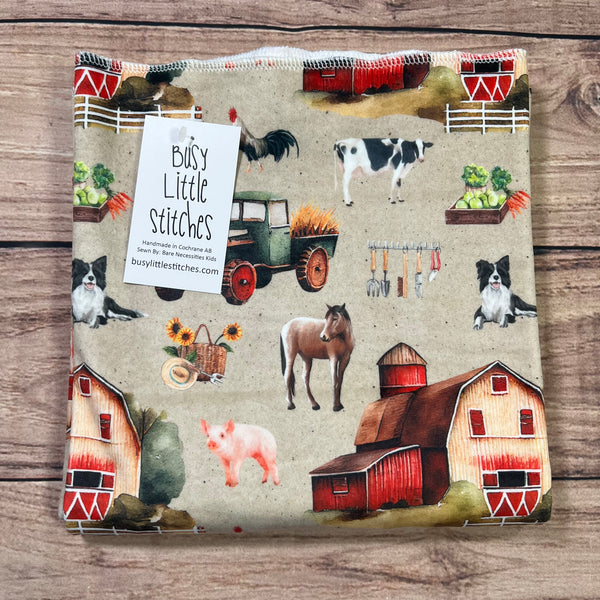 PREORDER Farm Red Barn Taupe Blanket