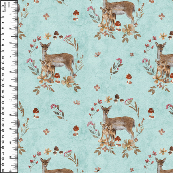 Floral Deer on Mint Adult Blanket