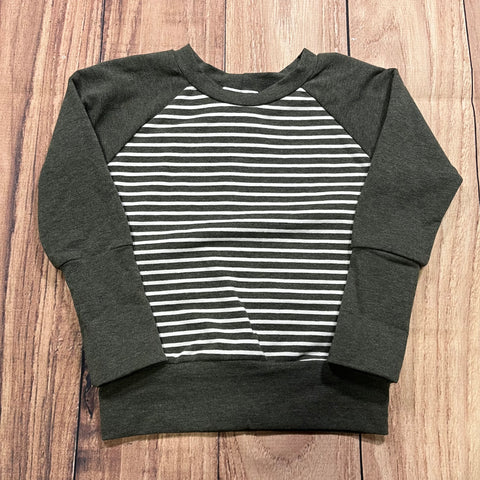 9 Month - 3 Year Hunter Green Stripes Grow With Me Sweater