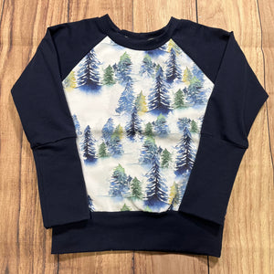 3-6 Years Moody Blue Green Trees Grow With Me Sweater