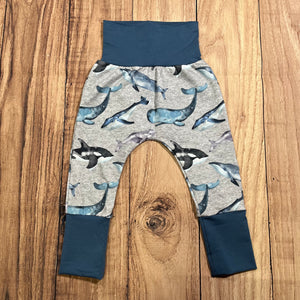 3-12 Month Whales Heathered Bunny Bottoms