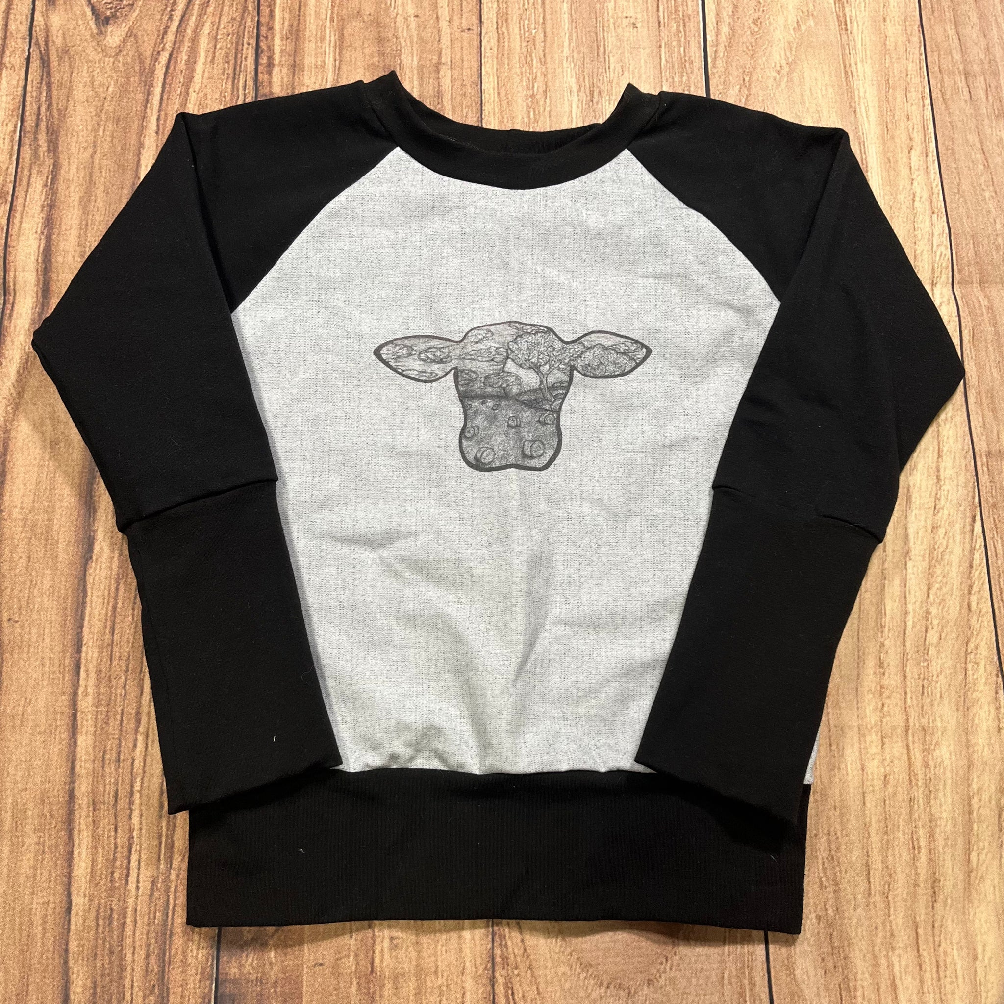 9 Month - 3 Year Prairie Cow Head Grow With Me Sweater