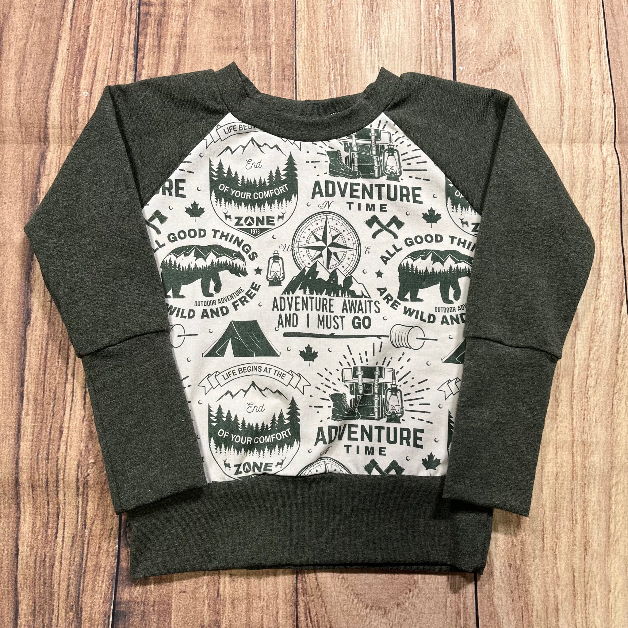 9 Month - 3 Year Camping Adventure Grow With Me Sweater