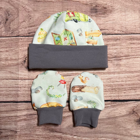 Wanderlust Newborn Hat & Mitten Set