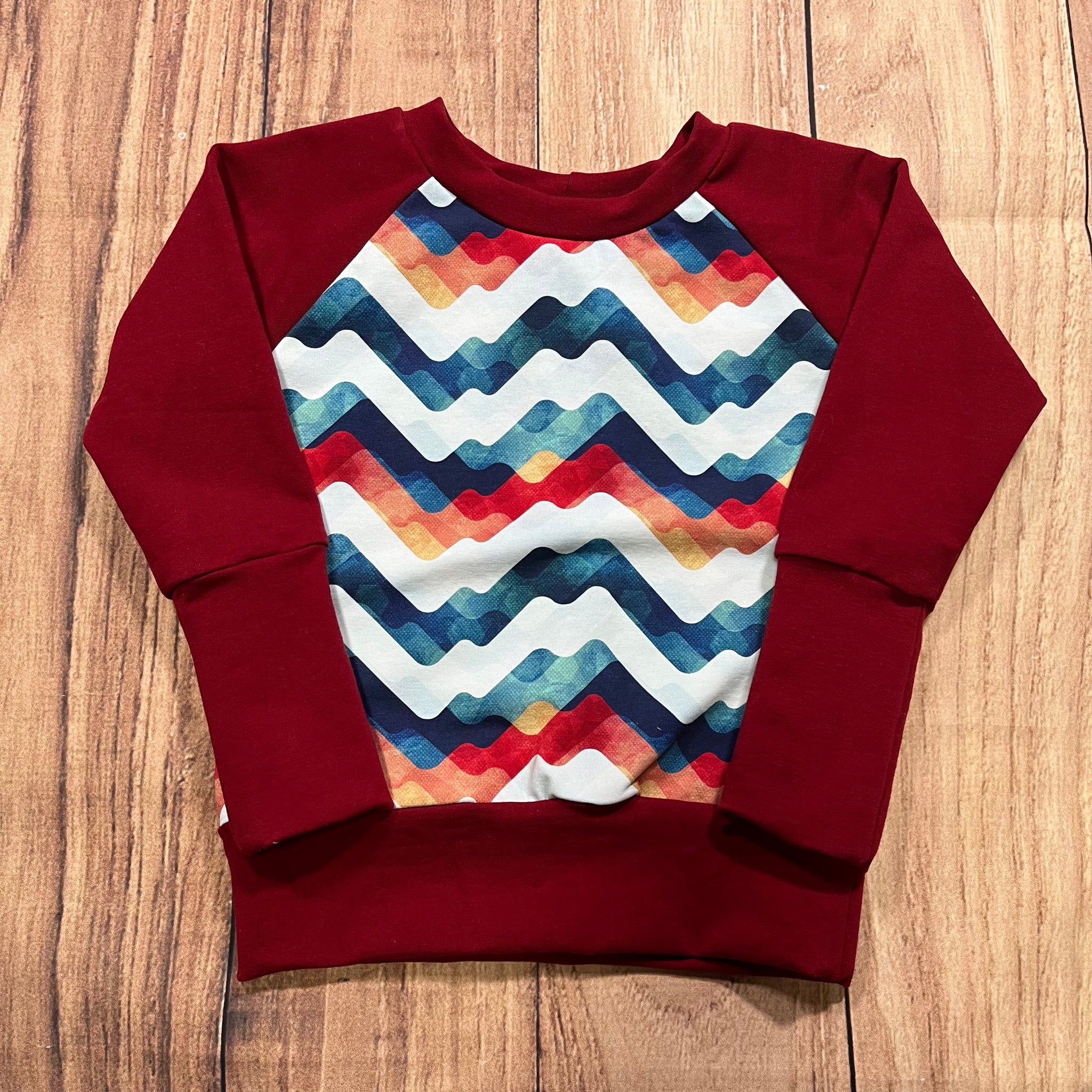 9 Month - 3 Year Retro Mountain Stripes Grow With Me Sweater