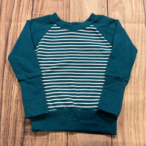 9 Month - 3 Year Teal Stripes Grow With Me Sweater