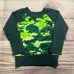 3-12 Month Green Camouflage Grow With Me Sweater