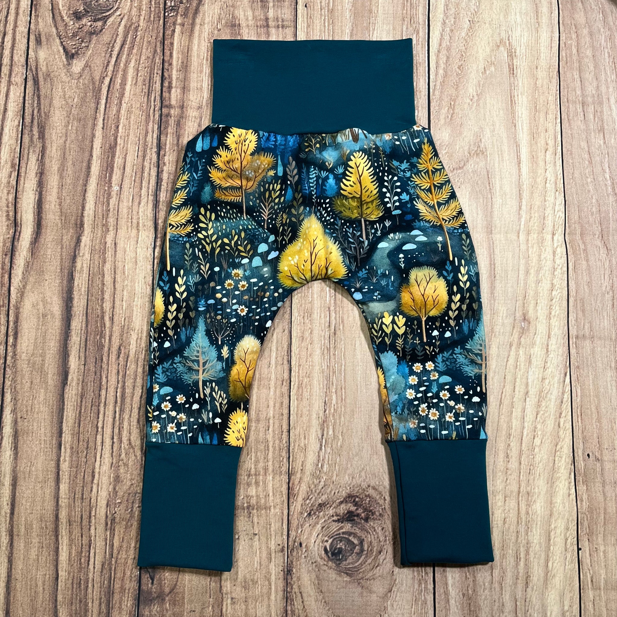 3-12 Month Mustard Navy Forest Bunny Bottoms