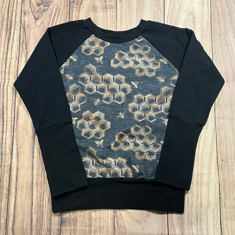 6-8 Year Bees on Charcoal Grow With Me Sweater