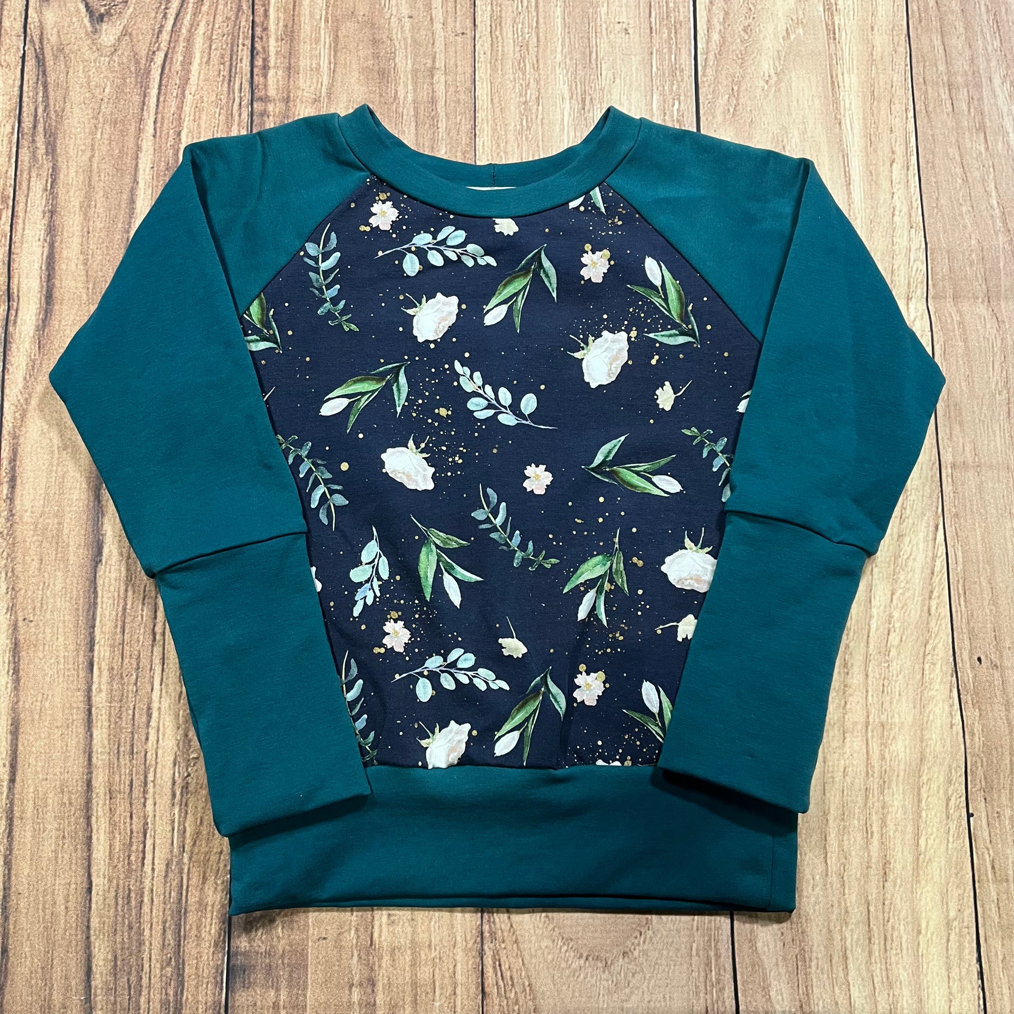 3-6 Years Navy Gold Floral Grow With Me Sweater