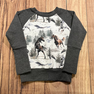 3-6 Years Wild Horses Grow With Me Sweater