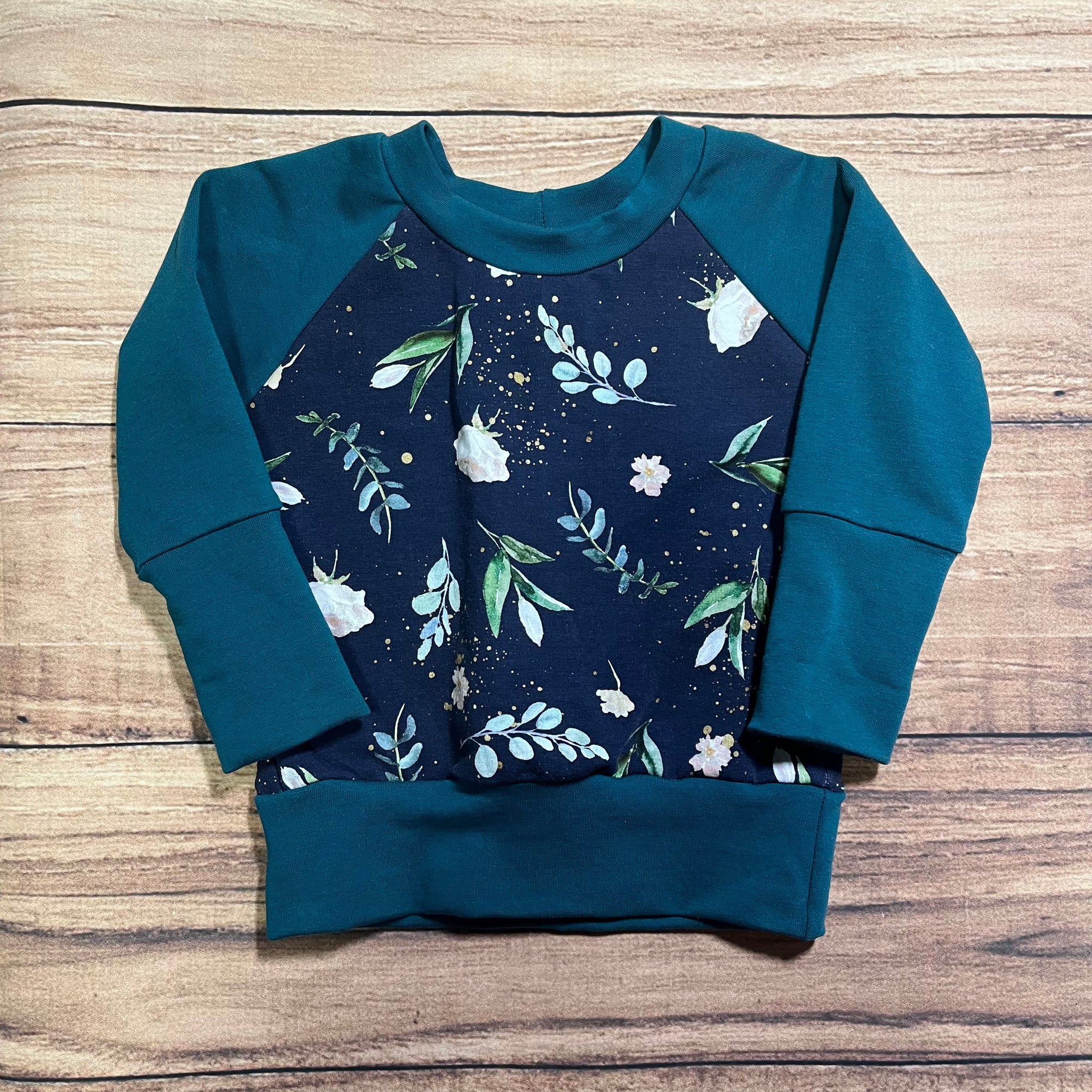 3-12 Month Navy Gold Floral Grow With Me Sweater