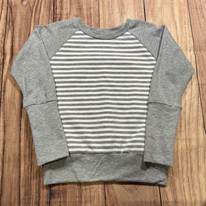 3-6 Years Grey Stripes Grow With Me Sweater