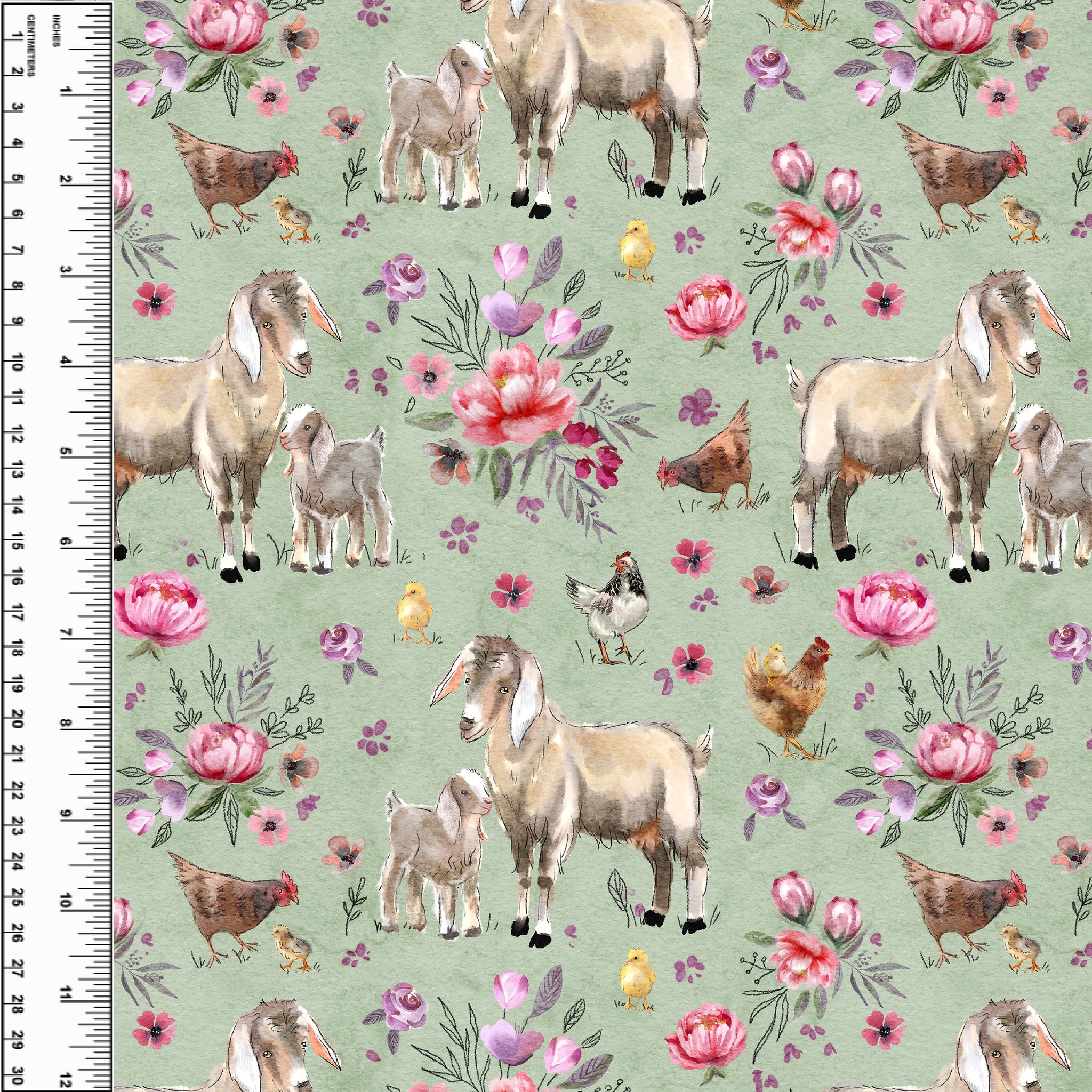 PREORDER Goat Floral Sage Toddler Blanket