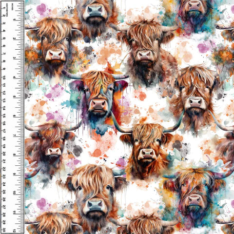 Highland Cow Heads Watercolour Toddler Blanket