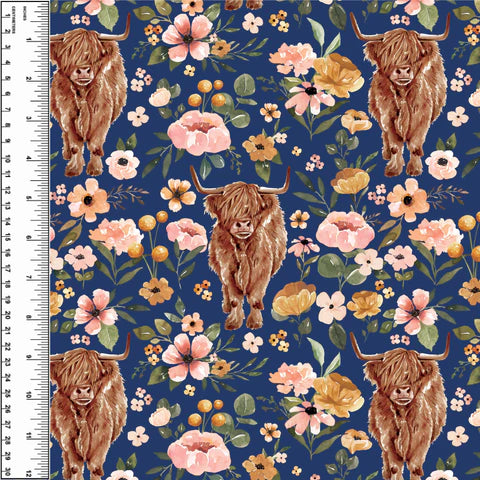 Highland Cows Blue Toddler Blanket