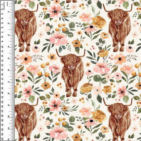 Highland Cows Floral Toddler Blanket