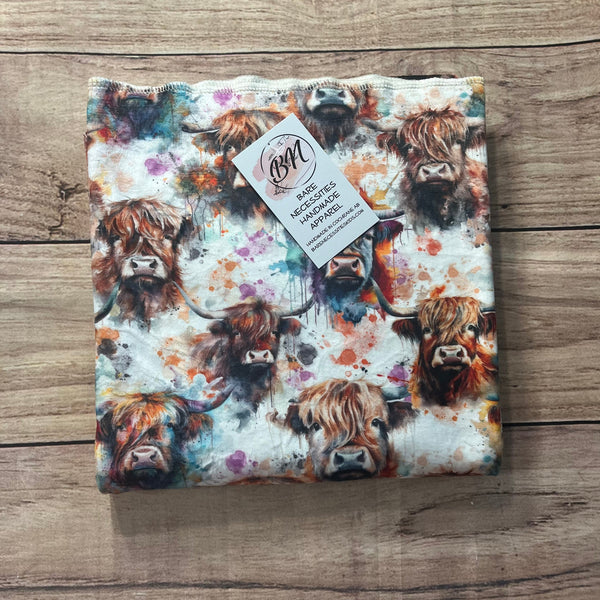 Highland Cow Heads Watercolour Toddler Blanket