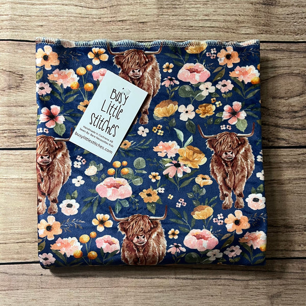 Highland Cows Blue Toddler Blanket
