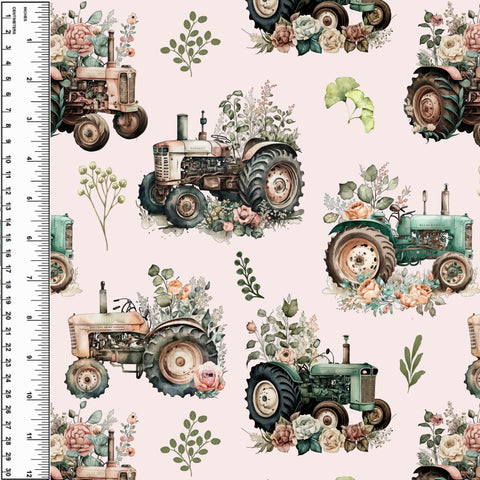 Vintage Floral Tractor Toddler Blanket