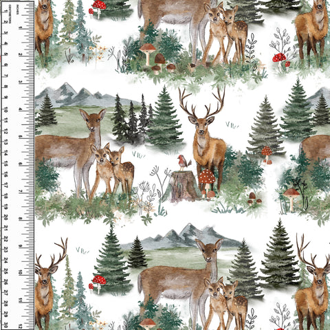 Deer Family On White Toddler Blanket