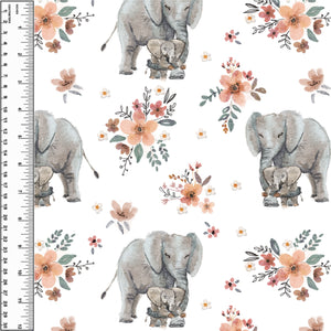 Elephant Family Floral Toddler Blanket