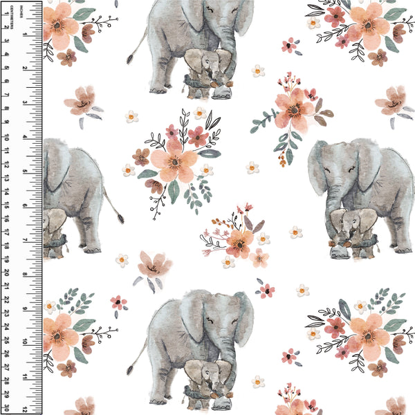 PREORDER Elephant Family Floral Blanket