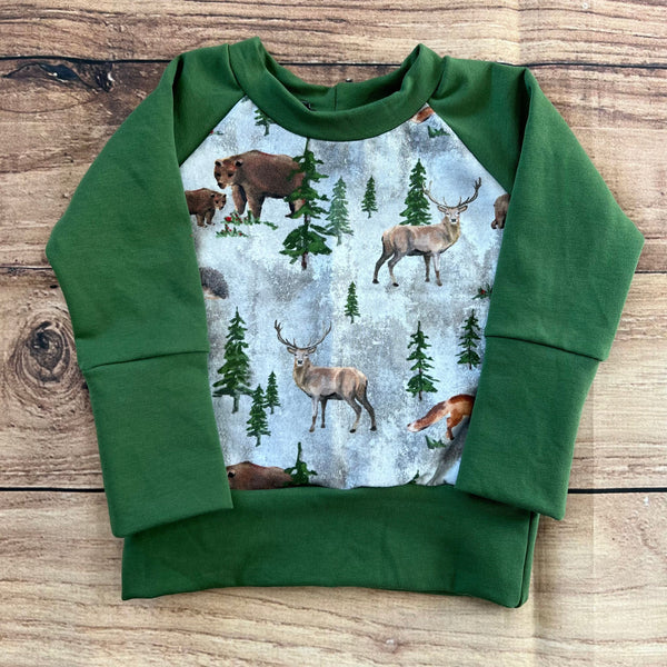 18 Month - 4 Year Forest Friends Grunge Grow With Me Sweater