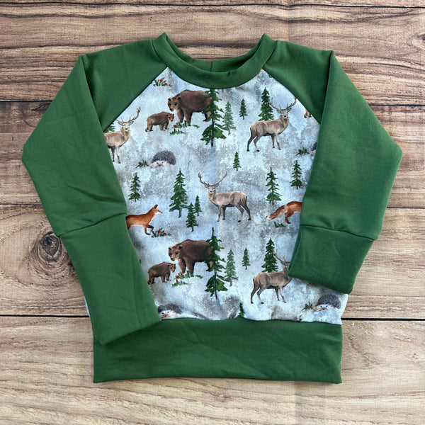 18 Month - 4 Year Forest Friends Grunge Grow With Me Sweater