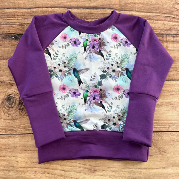 3-6 Year Hummingbird Floral Grow With Me Sweater