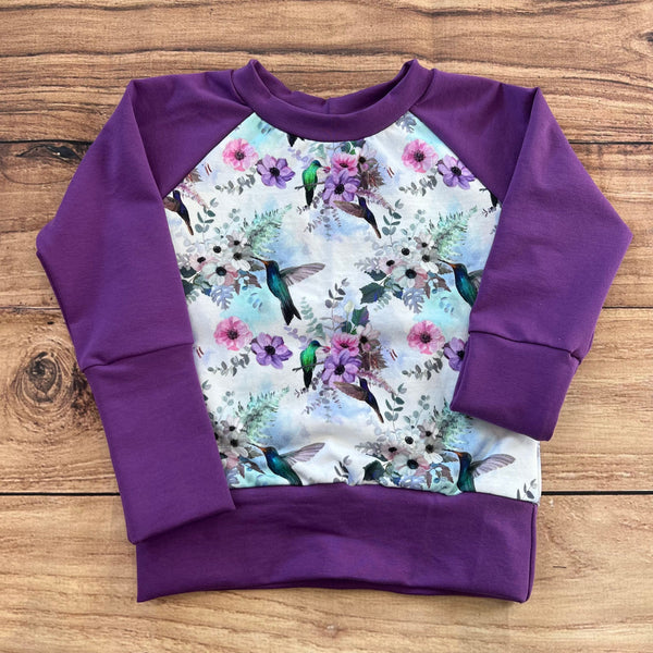 3-6 Year Hummingbird Floral Grow With Me Sweater