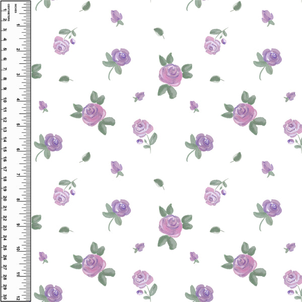 Lilac Roses on White Toddler Blanket