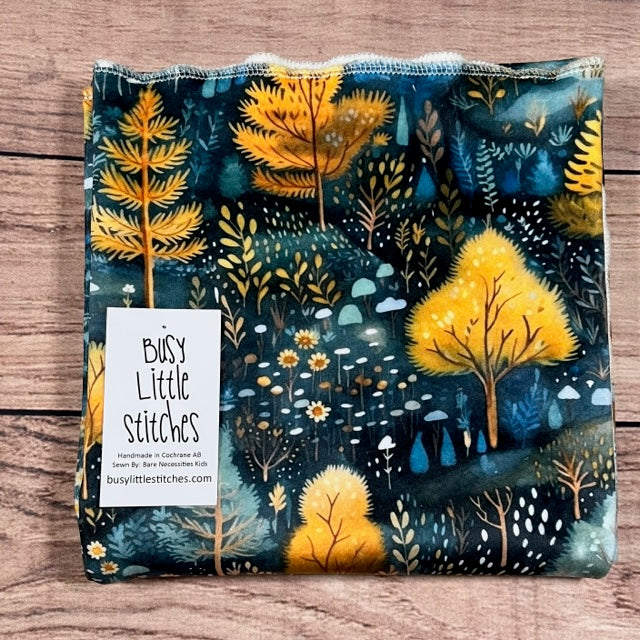 Mustard Blue Forest Toddler Blanket