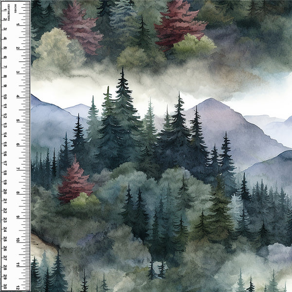 Navy Green Mountains Toddler Blanket