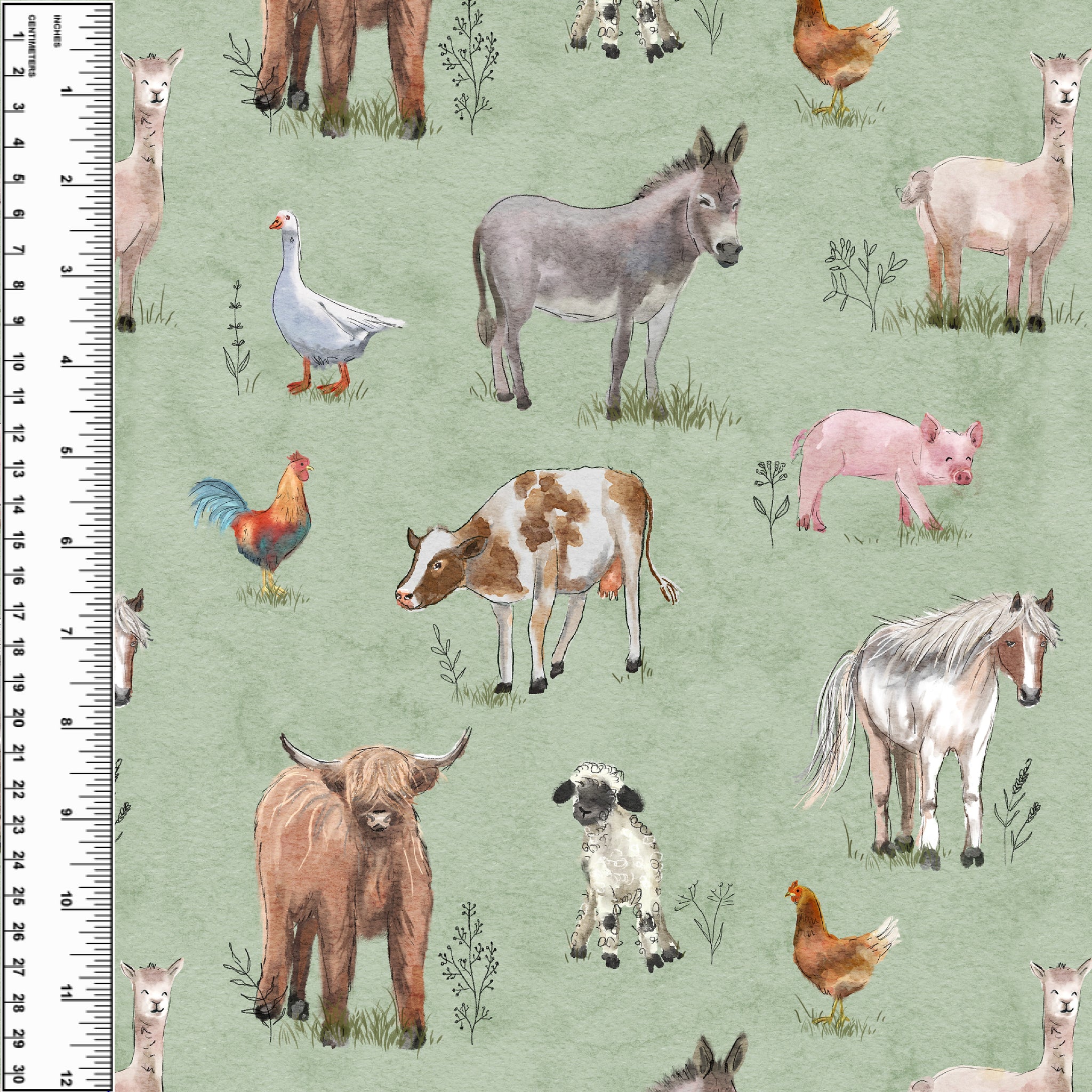 On The Farm Sage Toddler Blanket