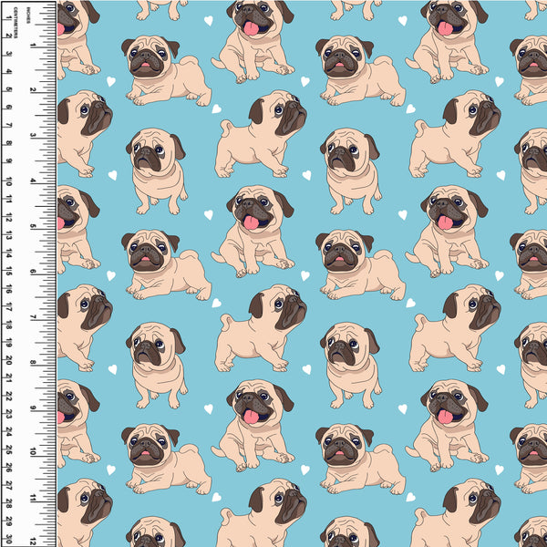 Pug Puppies Blue Toddler Blanket