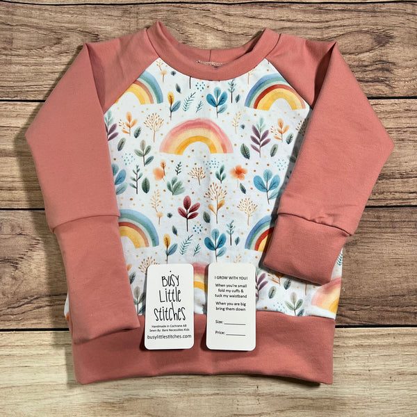 3-6 Year Rainbow Floral Leaves Grow With Me Sweater