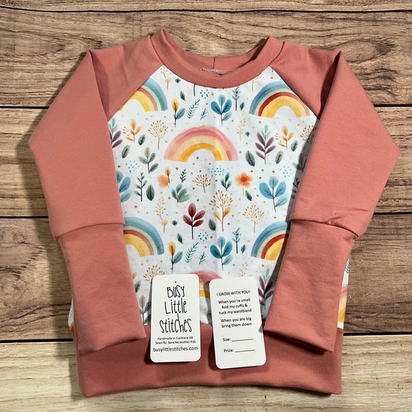3-6 Year Rainbow Floral Leaves Grow With Me Sweater