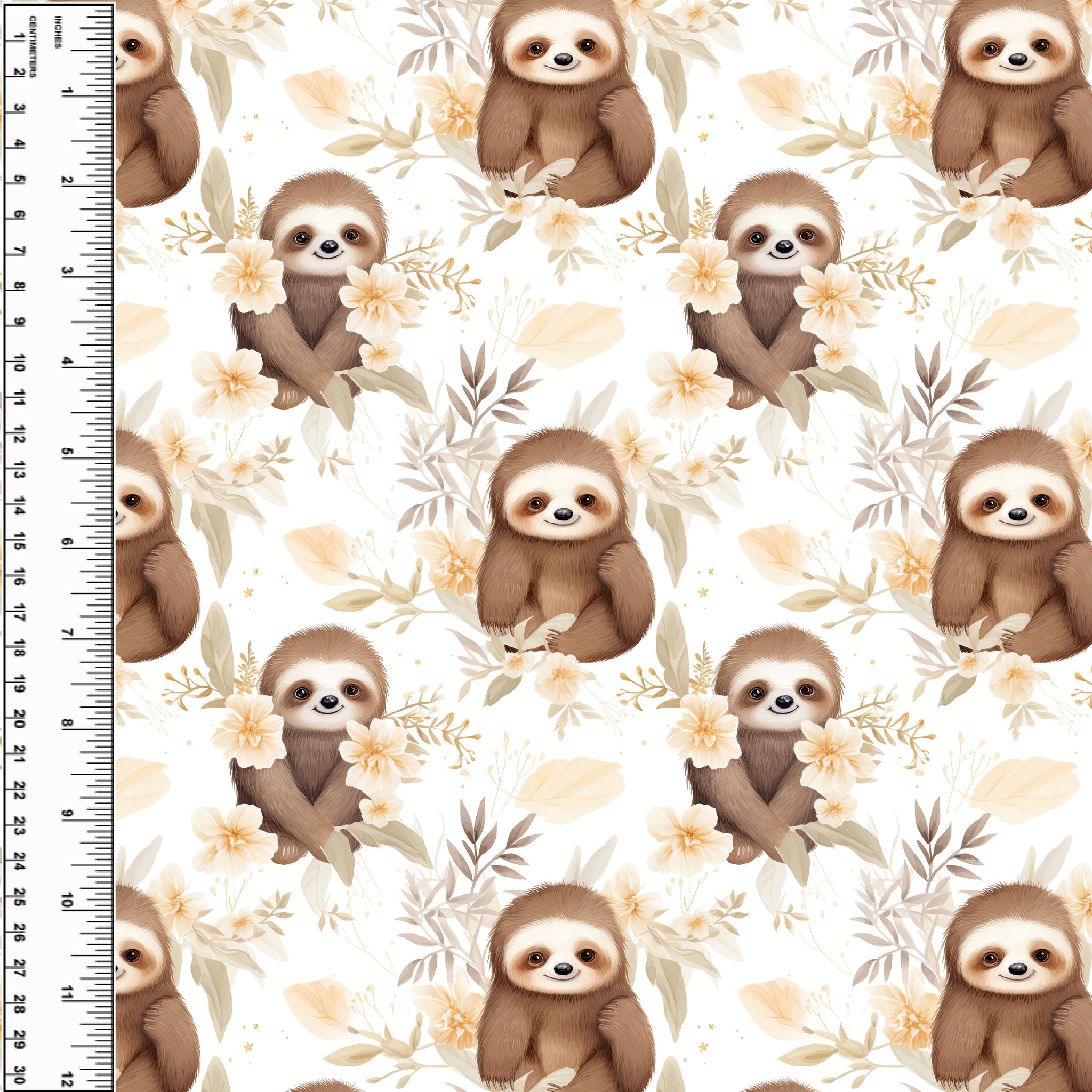 Sweet Sloth Floral Toddler Blanket